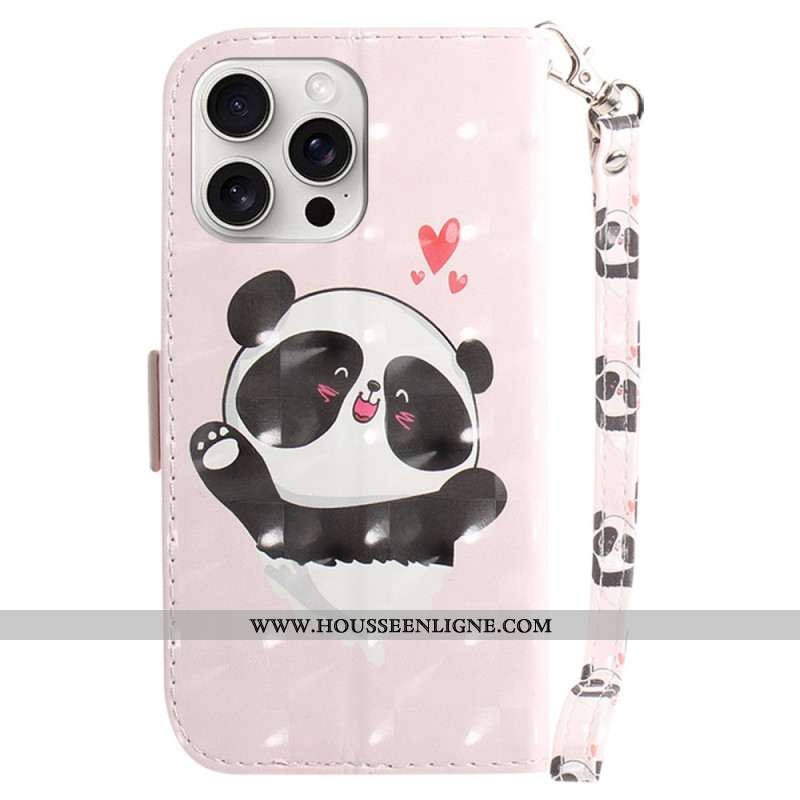 Housse iPhone 16 Pro Max Panda Love à Lanière