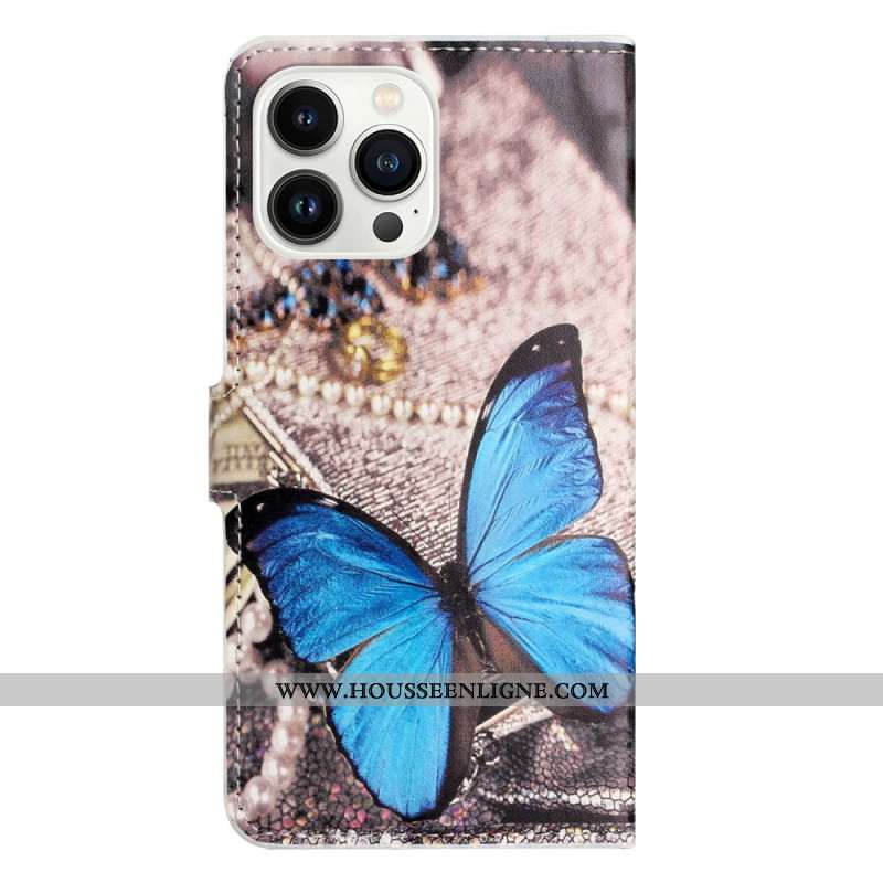 Housse iPhone 16 Pro Max Papillon Bleu