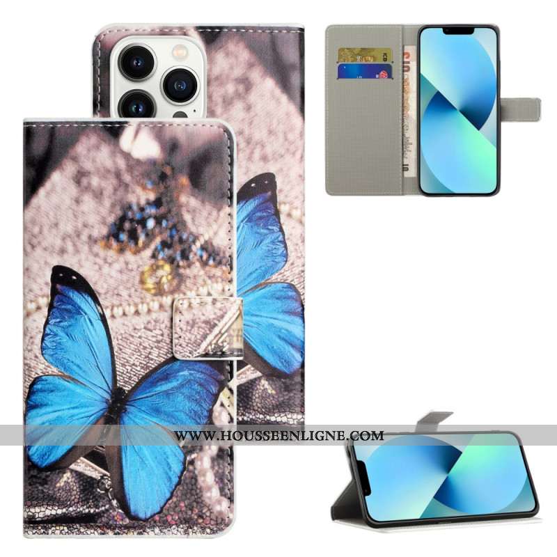 Housse iPhone 16 Pro Max Papillon Bleu