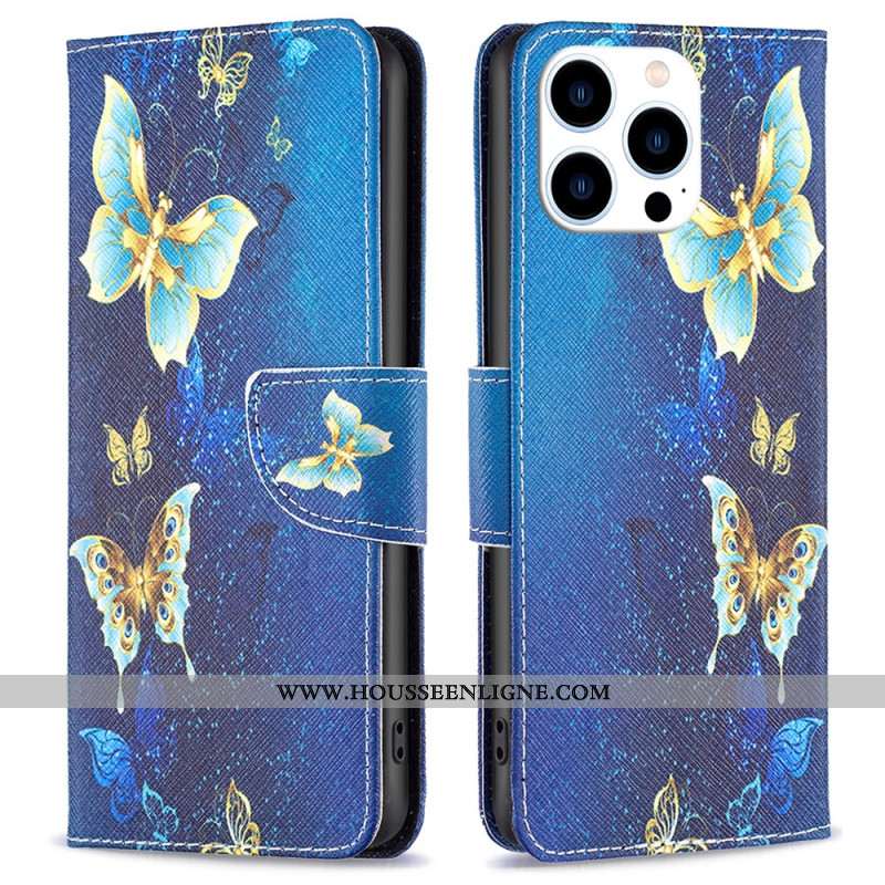 Housse iPhone 16 Pro Max Papillons Dorés