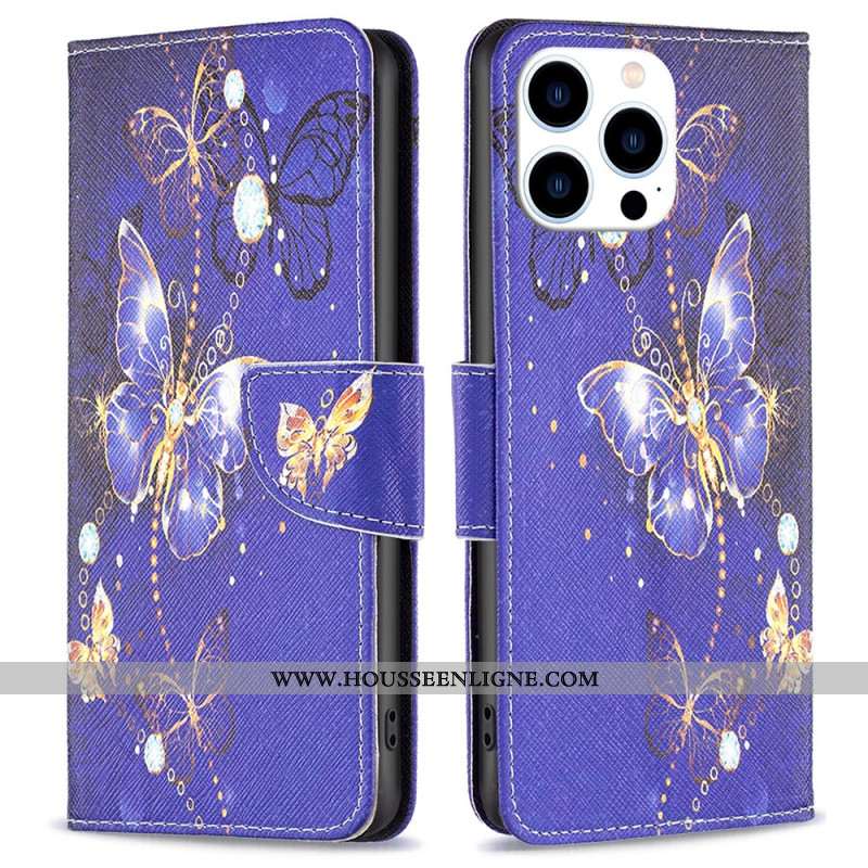 Housse iPhone 16 Pro Max Papillons Violets