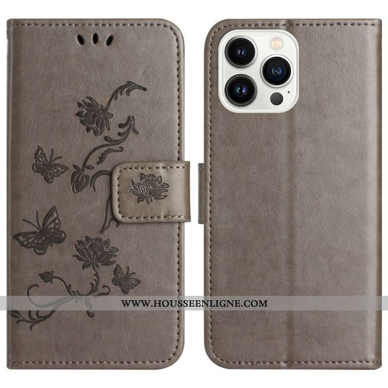 Housse iPhone 16 Pro Max Papillons et Fleurs