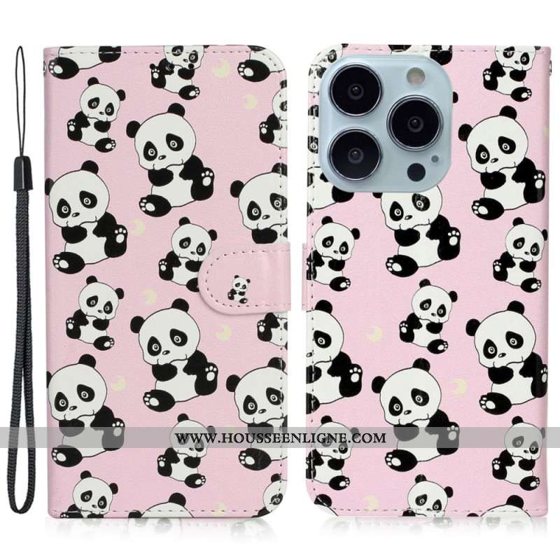 Housse iPhone 16 Pro Max Petits Pandas à Lanière