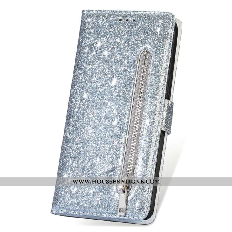 Housse iPhone 16 Pro Max Poche Zippée Paillettes