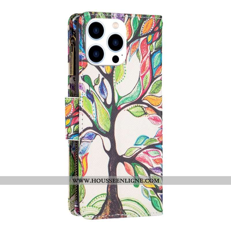 Housse iPhone 16 Pro Max Portefeuille Arbre de Vie à Lanière