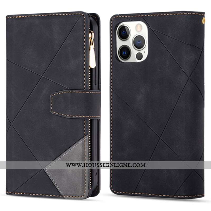 Housse iPhone 16 Pro Max Portefeuille Motif Géométrique