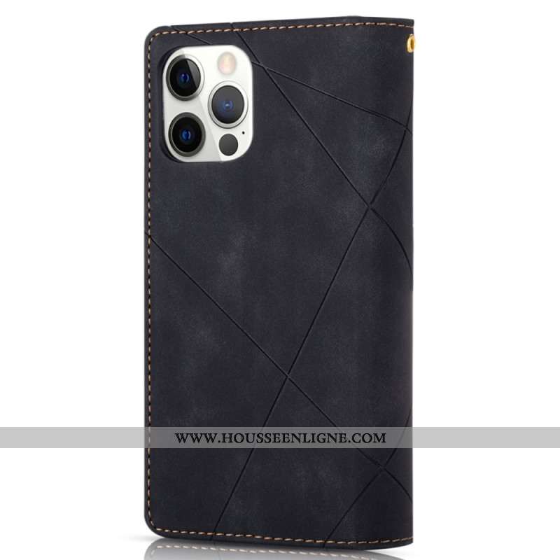 Housse iPhone 16 Pro Max Portefeuille Motif Géométrique