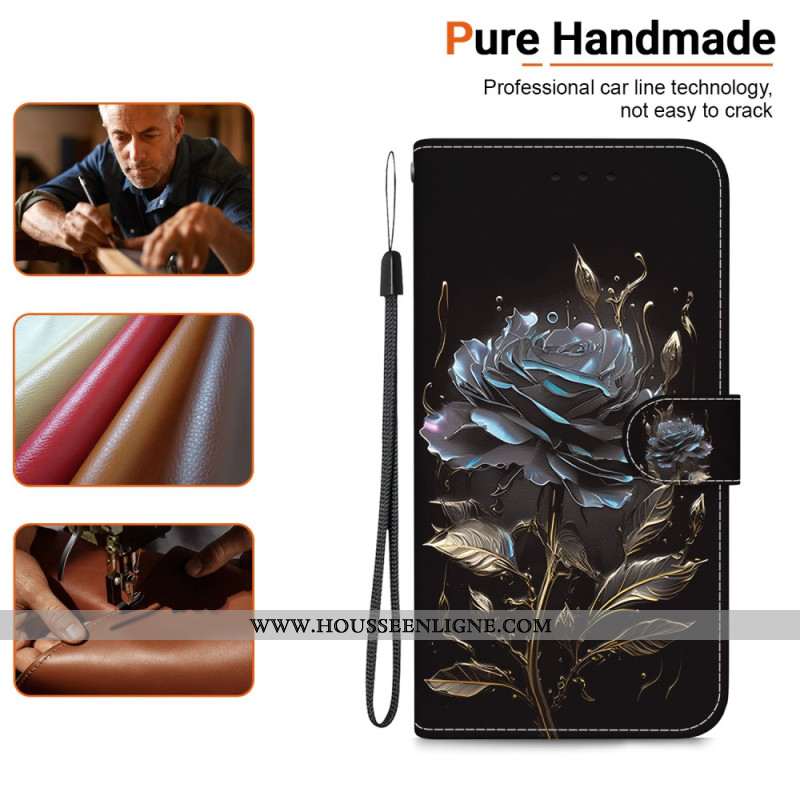 Housse iPhone 16 Pro Max Rose Noire à Lanière