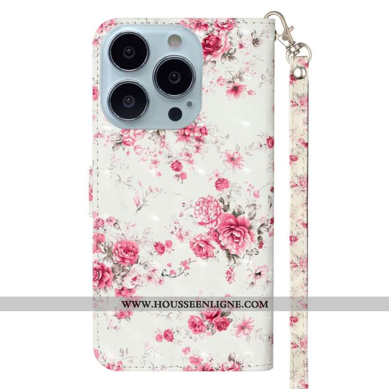 Housse iPhone 16 Pro Max Roses à Lanière