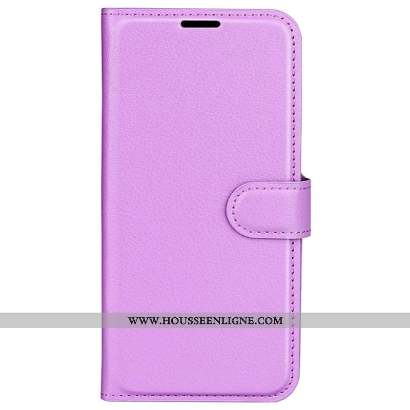 Housse iPhone 16 Pro Max Simili Cuir Litchi Classique