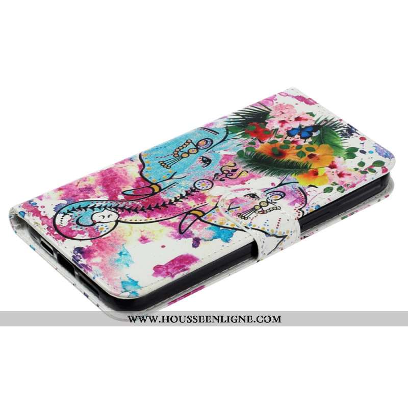 Housse iPhone 16 Pro Max Éléphant Aquarelle à Lanière