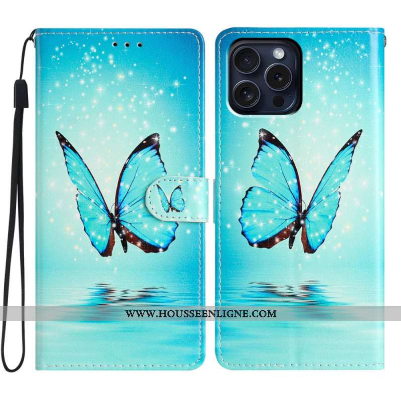 Housse iPhone 16 Pro Papillon sur l'Eau à Lanière