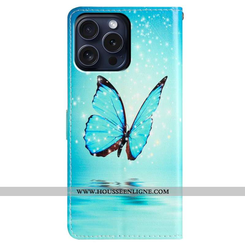 Housse iPhone 16 Pro Papillon sur l'Eau à Lanière