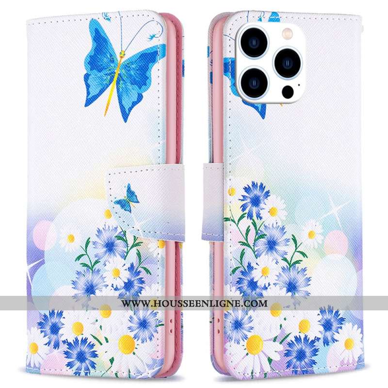 Housse iPhone 16 Pro Papillons Aquarelle