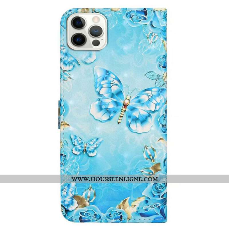 Housse iPhone 16 Pro Papillons Bleus