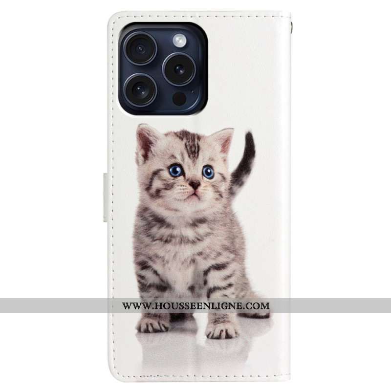 Housse iPhone 16 Pro Petit Chat à Lanière