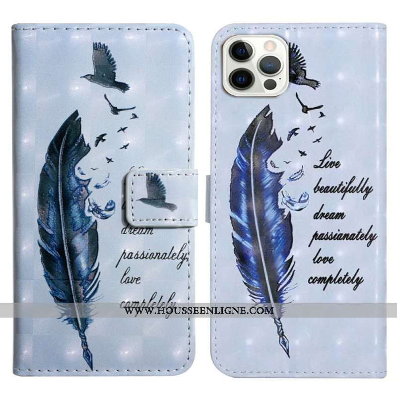 Housse iPhone 16 Pro Plume Bleue