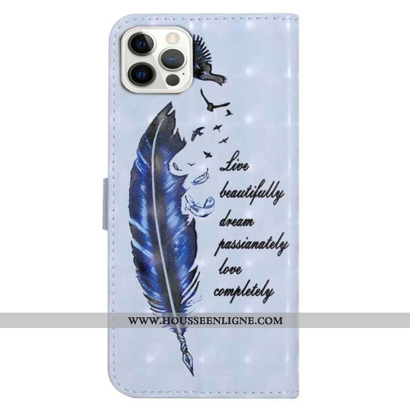 Housse iPhone 16 Pro Plume Bleue