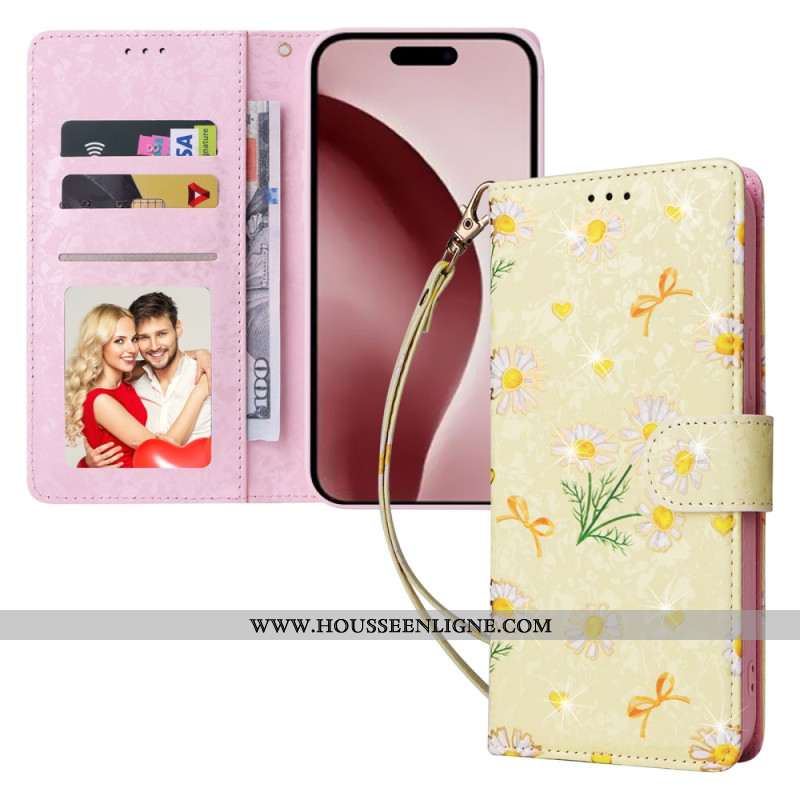 Housse iPhone 16 Pro Portefeuille Bloqueur RFID Floral