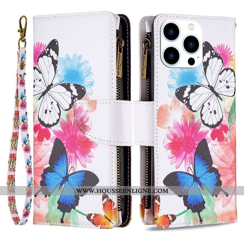 Housse iPhone 16 Pro Portefeuille Deux Papillons