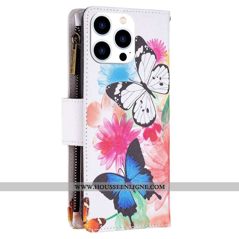 Housse iPhone 16 Pro Portefeuille Deux Papillons