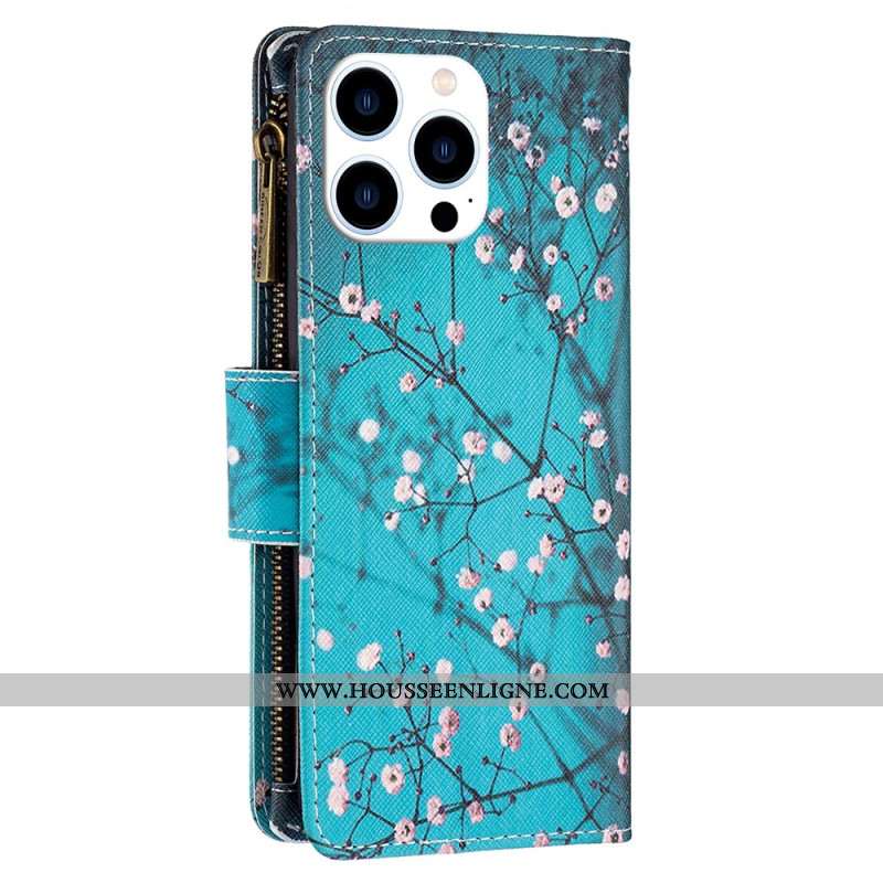 Housse iPhone 16 Pro Portefeuille Fleur de Prunier