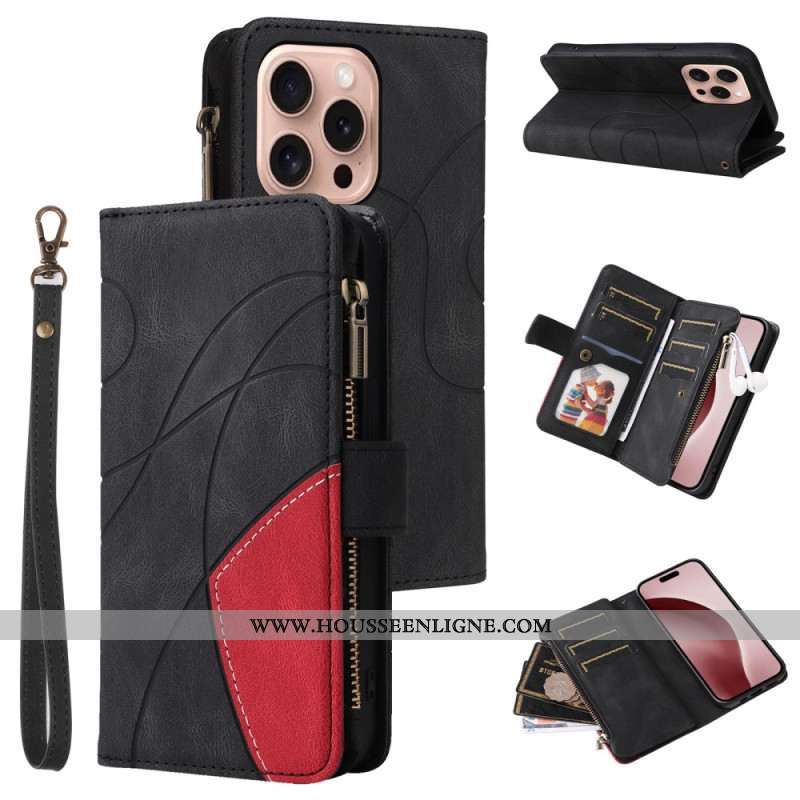 Housse iPhone 16 Pro Portefeuille Motif Géométrique