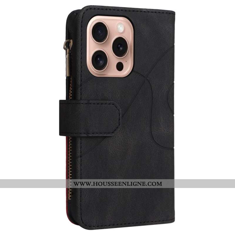 Housse iPhone 16 Pro Portefeuille Motif Géométrique