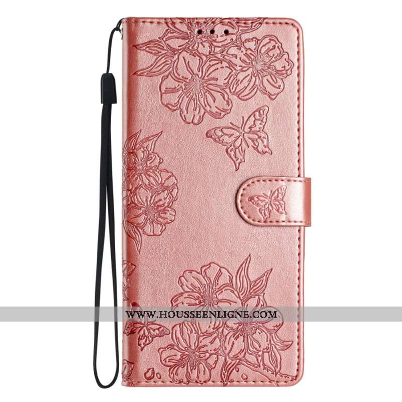 Housse iPhone 16 Pro Sakura et Papillons