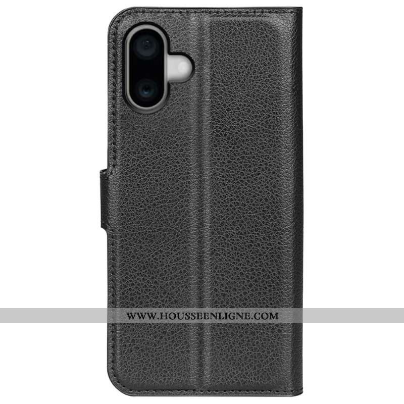 Housse iPhone 16 Simili Cuir Litchi