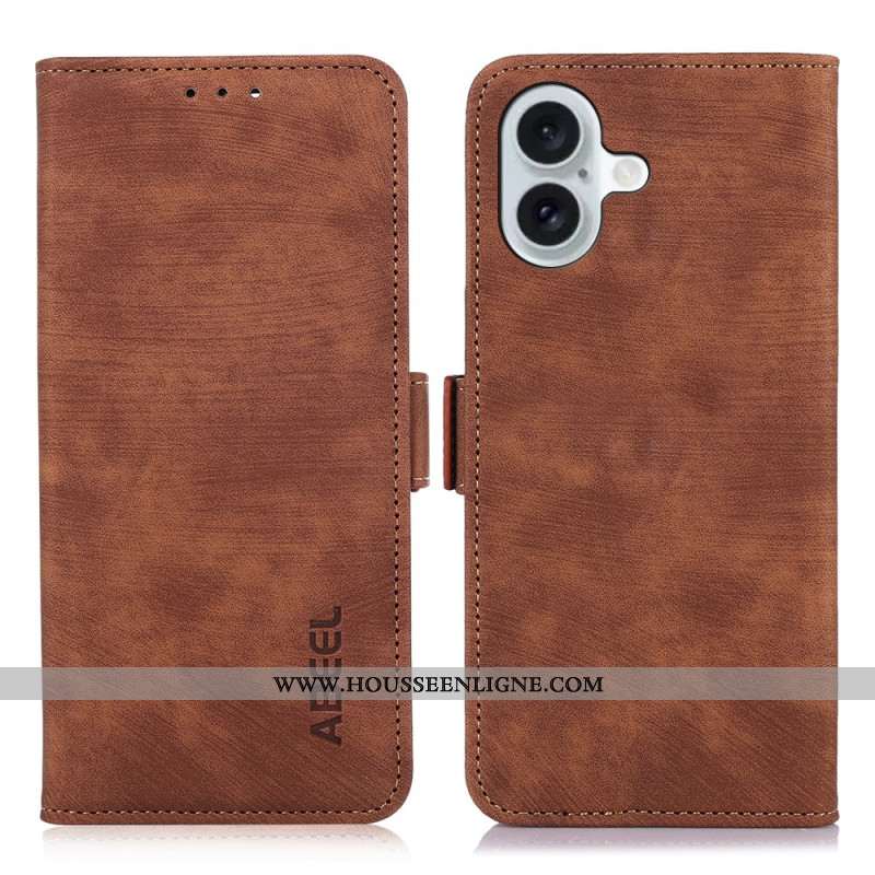 Housse iPhone 16 Simili Cuir Vintage ABEEL