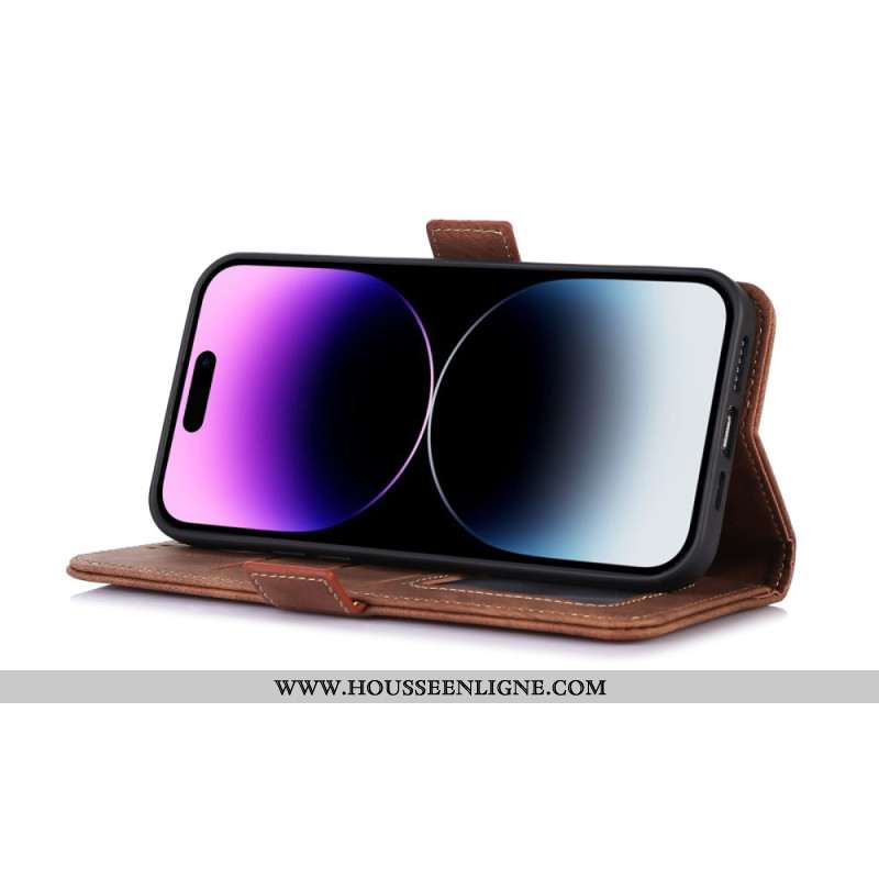 Housse iPhone 16 Simili Cuir Vintage ABEEL