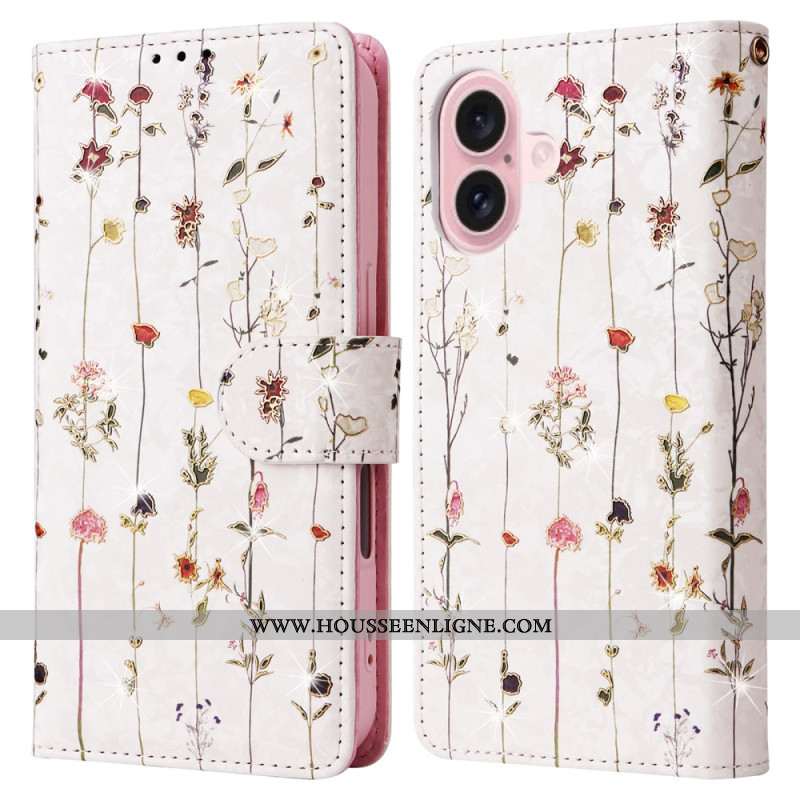 Housse iPhone 16 Technologie Blocage RFID Fleurs