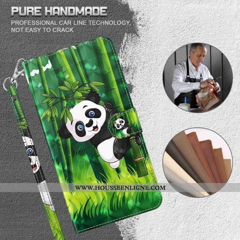 HousseXiaomi Redmi Note 13 4G Panda Bambou à Lanière