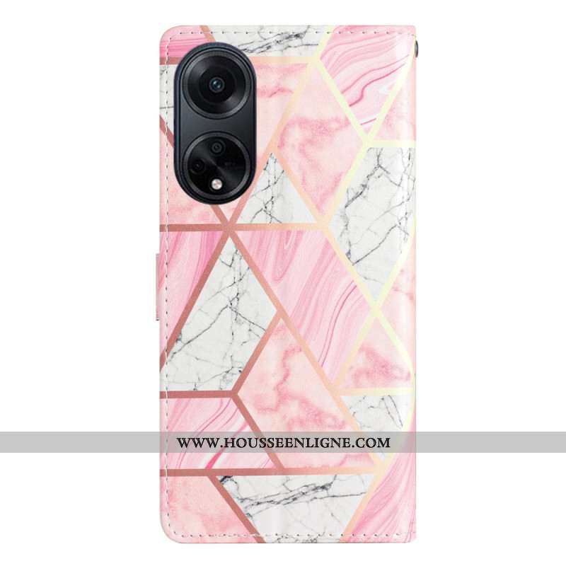 Huosse Oppo A98 5G Marbre Rose à Lanière