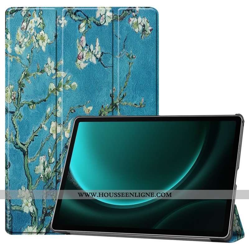 Smart Case Samsung Galaxy Tab S9 FE Plus Porte-Stylet Fleurs d'Abricot