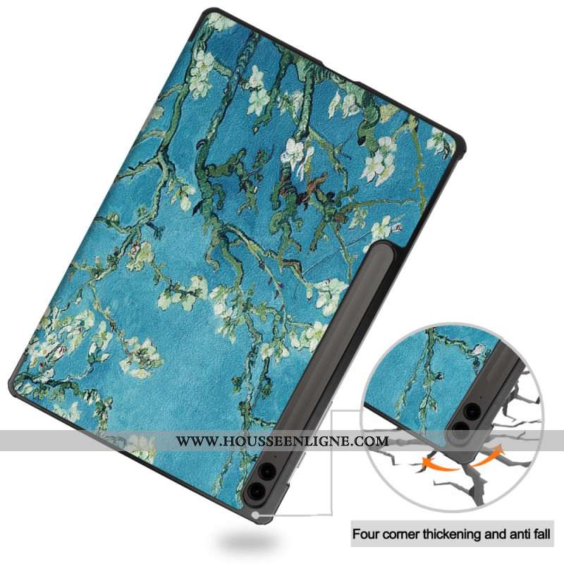 Smart Case Samsung Galaxy Tab S9 FE Plus Porte-Stylet Fleurs d'Abricot