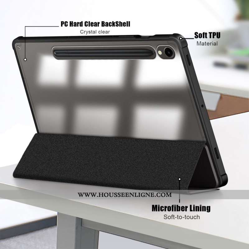 Smart Case Samsung Galaxy Tab S9 Porte-Stylet Dos Transparent Don't Touch Me