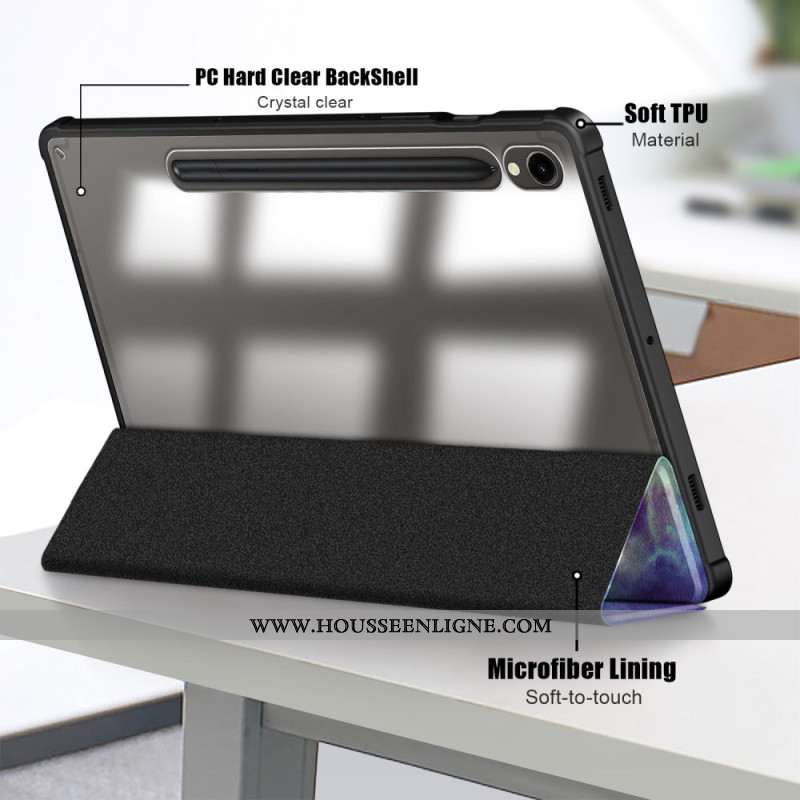 Smart Case Samsung Galaxy Tab S9 Porte-Stylet Dos Transparent Galaxie