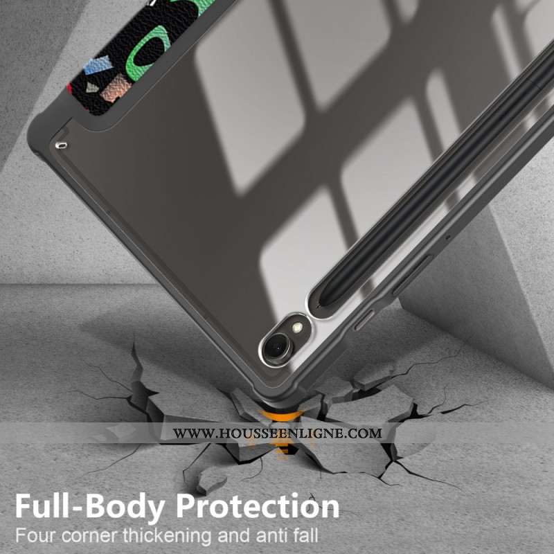 Smart Case Samsung Galaxy Tab S9 Porte-Stylet Dos Transparent Graffitis