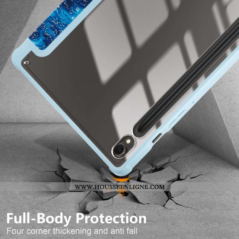 Smart Case Samsung Galaxy Tab S9 Porte-Stylet Dos Transparent Vague